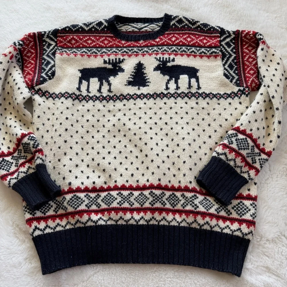 Polo Ralph Lauren Nordic Moose Christmas Sweater Men’s L-XL Wool Blend Holiday